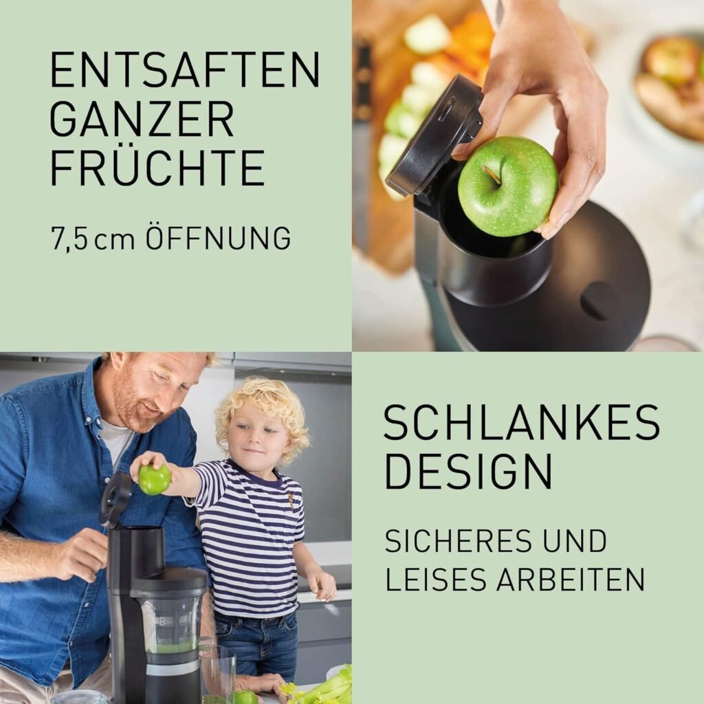 Ganze früchte entsaften um Säfte ohne Zucker herzustellen und hat ein schlankes design